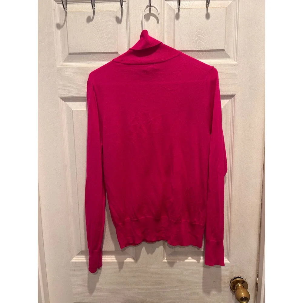 J.Crew Women Hot Pink Turtleneck Knit Sweater Long Sleeve Sz L Fuchsia Academia